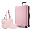 Shavont Set di 3 Valigie Trolley Grande 76cm e Borsa Shopper, Rosa | Rigida e Leggera Valigia in ABS da Stiva, Serratura Integrata, 4 Ruote 360° Silenziose, Borsa Shopper Elegante e Borsa Trucco