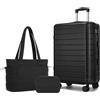 Shavont Set di 3 Valigie Trolley Medio 66cm e Borsa Shopper, Nero | Rigida e Leggera Valigia in ABS da Stiva, Serratura Integrata, 4 Ruote 360° Silenziose, Borsa Shopper Elegante e Borsa Trucco