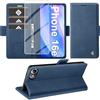 Giyer Cover per iPhone 16e Custodia con Vetro Temperato, Premium PU Portafoglio Slot per Scheda RFID Antifurto Funzione Supporto Flip Case, Antiurto per iPhone 16e 5G Cover (Blu)