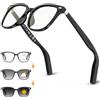 Mingtawn Occhiali Intelligenti Uomo Donna, Occhiali Ai con Chiamate Bluetooth/Musica/Traduzione, Occhiali Da Sole con Lenti Fotocromatiche, Smart Glasses Ultraleggeri da 32g (Neri)