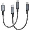 SIZUKA 60W PD Cavo USB C Corto 2Pezzi 0.5M Cavo USB Type-c Ricarica Rapida | Cavo di ricarica rapida PD con nylon intrecciato per iPhone 17 16 15,MacBook Pro,iPad Pro,MacBook,Galaxy S24 S23 S22