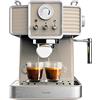 Cecotec Macchina da Caffè Espresso Power Espresso 20 Tradizionale Light Beige. 1350 W, Capacità 1,5 L, Espresso e Cappuccino, 20 Bar e Thermoblock, Vaporetto, Manometro, Design Vintage