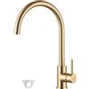 GRIFEMA G4008Y Rubinetto Cucina, Miscelatore Cucina Oro PVD con Bocca Alta | Beccuccio girevole 360°, acciaio inox, comando monoleva per acqua calda e fredda, flessibili G3/8 inclusi