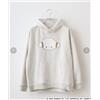 Sanrio Cogimyun felpa con cappuccio pile oversize logo ricamato grigio avena