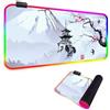 FANSU XXL Tappetino Mouse 14 Modalità Luce LED Tappetino Mousein Gomma Antiscivolo RGB Mousepad Durevole per PC Laptop e Giochi Competitivi, Monte Fuji (Bianco,600x300x4mm)
