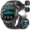 LIGE Smartwatch Uomo Militare 1000mAh, 1.75 HD con Torcia LED, Nero Opaco | Bluetooth Chiamate, 110+ Modalità Sportive, IP68 Impermeabile Cardiofrequenzimetro per Sonno Android iOS