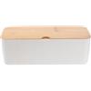 DIYEAH Scatola Organizzatore Cavi in ABS Bianco con Coperchio in Legno