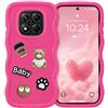 BOKYAS Custodia Kawaii 3D per Xiaomi Redmi Note 14 Pro 5G/Poco X7 5G | Cover Silicone TPU con Orsetto Teddy e Design Cartoon, Antiurto, Antiscivolo, Custodia Protettiva per Donna Ragazza, Borgogna