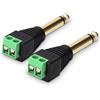 kwmobile Connettore Jack 6.35 mm 2 Pin - Terminal Block Set 2x maschio 2x femmina - Adattatori audio jack fissaggio a vite