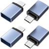 Mepsies Adattatore USB C a USB 3.0, 4 Pezzi, Convertitore USB Tipo C, Grigio | 5 Gbps Trasferimento Alta Velocità e Ricarica, Compatibile con MacBook, iPhone 17/16/15, iPad, Samsung Galaxy S26 S25 e Altri