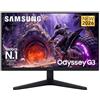 Samsung Monitor Gaming Odyssey G3 G30H (LS24HG302EUXEN), Flat, 24 | 16:9, FHD (1920x1080), HDR10, Frequenza di Aggiornamento 200Hz, Tempo di Risposta 1ms, AMD FreeSync Premium, HDMI, DP