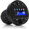 NUOTIAN Stereo MP5 Incasso Rotondo KD-320-1 Bluetooth 5.0, Amplificatore 4x45W, Impermeabile IP66, Interfacce USB e AUX, Radio Nautica, Ingresso CVBS per Camper, ATV, Golf Cart e Barche
