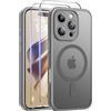 Qasyfanc Magnetica Cover per iPhone 16 Pro Max, Grigio | Compatibile con MagSafe,con 2 Pezzi Vetro Temperato Pellicola, Cover Clear Slim Fit Antiurto Militare Antigiallo