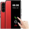 Nshkeji Cover per Samsung Galaxy S26 FE Custodia a Libro Flip in Pelle PU con Finestra Laterale Trasparente, Protezione Fotocamera, Antiurto Bumper Custodia per Samsung S26 FE Case，Rosso