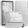 INFILAND Custodia per iPad (A16) 11ª Gen 11 2025 / iPad 10ª Gen 10.9 2022, Cover Trasparente Glitterata con Portapenne, Antiurto Airbag (Argento)