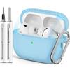 Inesore Compatible with AirPods Pro 3 Case - Magnetic Light Blue | Silicone Protective Case Cover for Apple Air Pod Pro 3rd (2025), Magnetic Lid Lock Design, with Cleaning Kit