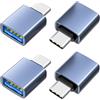 Mepsies Adattatore USB C a USB, 4 Pezzi, Convertitore Tipo C a USB 3.0, Grigio | 5 Gbps Trasferimento Rapido e Ricarica, Compatibile con MacBook Pro/Air, iPhone 17/16/15 iPad, Samsung Galaxy S26 S25 e Altri