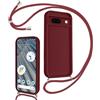 Coalbooliy Cover per Google Pixel 7a 5G con Cordino per Cellulare, Custodia Silicone con Regolabile Collana Sottile Morbida Case Protezione della fotocamera Antiurto con Necklace, Bordeaux