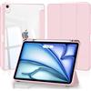 4UBonLife Custodia per iPad Air 11 Pollici M4/M3/M2 (2026/2025/2024), iPad Air 5a/4a Gen 10,9 con Portapenna Cover Retro Rigido Trasparente, Smart Case Antiurto Anti-Ingiallimento, Rosa