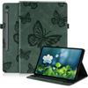 laddutoi Custodia per Samsung Galaxy Tab S10 Lite/S10 FE/S9 FE 10.9, Verde | Protettiva Case per Tab S9 11", Cover in Pelle PU con Supporto regolabile, Slot per schede, Antiscivolo, Motivo a farfalla