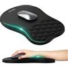 TECKNET Tappetino per mouse ergonomico in memory foam con poggiapolsi | Inclinazione ergonomica a 8°, palla massaggiante, impermeabile, superficie in lycra, controllo preciso del mouse