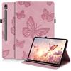 laddutoi Custodia per Samsung Galaxy Tab S10 Lite/S10 FE/S9 FE 10.9, Rosa | Protettiva Case per Tab S9 11", Cover in Pelle PU con Supporto regolabile, Slot per schede, Antiscivolo, Motivo a farfalla