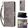 SIENIANLINE Cover per Samsung Galaxy S26 FE custodia portafoglio Farfalla Grigio | 3 scomparti carte, 1 tasca banconote, Chiusura magnetica, Supporto, Pelle PU flip cover per Samsung S26 FE