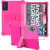 CongJiaLingXi Custodia per tablet DEERTiME E15 10.1 Pollici + Vetro Temperato Pellicola Protettiva,Antiurto Custodia Protezione Silicone Case Soft Cavalletto per Tablet Cover, Rosa