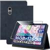 zZjoOoj Custodia per tablet TECLAST P50t / RebotAi B11 da 11 pollici, con 1 pellicola antigraffio di durezza 9H, funzione di supporto verticale e cinturino da polso, blu navy