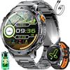 HIRREO GPS Smartwatch Uomo 1400 mAh Grande Batteria con Funzione Telefono, Monitor Frequenza Cardiaca/Sonno/Bussola/Barometro, Torcia LED, 120+ Modalità Sport,1.7″ HD Tracker Attività, Nero