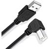 JSER Cavo USB 2.0 da maschio A a maschio B ad angolo retto di 90 gradi per stampanti, scanner e dischi rigidi (150 cm)