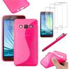ebestStar - Cover Compatibile con Samsung A3 Galaxy (2015) SM-A500F Custodia Protezione S-Line Design Silicone Gel TPU Morbida e Sottile + Penna +3 Pellicole plastica, Rosa