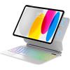 FOGARI Per iPad A16 11/10 Generazione 2025/2022 11/10.9 Pollici Magic Keyboard | Retroilluminazione a 7 Colori Cover Tastiera Wireless Portatile con Supporto Flottante e Trackpad per Ufficio/Studio, Bianco