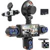 Fuluku Dash Cam 360 Gradi 5 Canali, Schermo 3.16 Pollici con 64GB | Dashcam con Scheda SD 64G, 24H Monitor di Parcheggio, Visione Notturna 12 IR , WDR,Grandangolo 170°,Sensore G,Controllo App