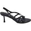 Malu Shoes Sandalo Donna in Vernice Nera con Fascette Sottili Incrociate e Tacco Sottile 7 cm Chiusura Regolabile Caviglia