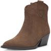 MISSCAI Stivaletti Texani Donna in Vera Pelle Scamosciata con Tacco Blocco | Stivali western donna, tronchetti tacco largo 6,5 cm, punta affusolata, gambale corto 13 cm