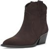MISSCAI Stivaletti Texani Donna in Vera Pelle Scamosciata con Tacco Blocco | Stivali western donna, tronchetti tacco largo 6,5 cm, punta affusolata, gambale corto 13 cm