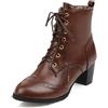 DSKHDZW Scarpe da Sera Oxford Classiche da Donna Vintage Tacco Medio Scarpe Francesine Stivaletti Frontali Stringati,Marrone,39 EU