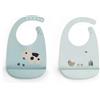 done bydeer Set 2 Bavaglini Done By Deer In Silicone Tiny Farm Blue