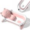 SUPERBE BEBE Bagnetto per bambini pieghevole con cuscino da bagno/Vaschetta bagno neonato XL con termometro per il controllo della temperatura dell'acqua/Dalla nascita ai 2 anni / 5 palline di plastica