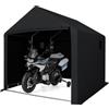 SOARS Capanno da Giardino, Garage Moto Esterno, 158 x 218 x 177 cm,Nero | Tenda in Tessuto Oxford Impermeabile con Porta a Zip Avvolgibile, Struttura in Metallo Zincato e Picchetti, per Bici, Moto