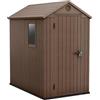 FRANKYSTAR® Darwin 4x6 - Casetta da Giardino 125,8x205,10x184,50 cm 1 Anta per deposito attrezzi finitura effetto legno Evotech+ in Resina Marrone
