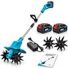 Dealix Motozappa Elettrica a Batteria 48V Brushless 550W, 2 Batterie 4Ah | Caricabatterie incluso, asta telescopica 55-135 cm, larghezza 22 cm, profondità 17 cm, 300 giri/min, per orto e aiuole