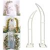 Generic Arco da giardino a forma di luna set per cerimonia nuziale con kit di strumenti floreali bianco 2 pezzi 2,1 m+2,5 m