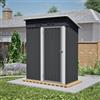 RAPRAP Capanno Da Giardino In Lamiera 152X84X182cm Con Tetto Piatto E Porta | Casetta Attrezzi Giardino In Acciaio Verniciato Nero Con Serratura, Senza Finestre, 1,27 Mq Di Spazio Per Piccoli Giardini