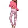 Litherday Pigiama da Donna, Lungo, in Cotone, Biancheria da Notte Invernale, Set di Due Pezzi, con Scollo Rotondo, Elastico in Vita, per Primavera, Autunno