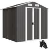 Outsunny Casetta da Giardino 2.8m² 195.5x158.5x188 cm Nero | Prese d'Aria, Capanno da Giardino Porta Attrezzi, 2 Porte Bloccabili Scorrevoli, Tetto Inclinato, Acciaio Zincato