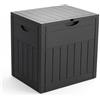 VOUNOT® Baule da Esterno 126L con Coperchio e Maniglie Incassate, Cassapanca da Giardino Impermeabile e Resistente ai Raggi UV 56x43x53 cm, per Terrazza, Balcone e Piscina, Effetto Legno, Nero