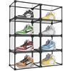 KOKOIN Scatola per scarpe in plastica trasparente con apertura laterale magnetica, trasparente, per scarpe da ginnastica, scarpiera, contenitore trasparente per armadio, organizer per scarpe (nero, 8
