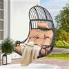 YITAHOME Poltrona sospesa in rattan, 150 kg, con cuscino e portabevande | Poltrona sospesa a forma di uovo, per interni ed esterni, con portabevande, per terrazza, camera da letto, giardino e balcone